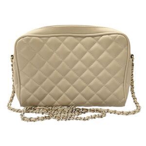 Vintage Jennifer Moore Crossbody Quilted Cream Handbag Gold Chain  10"X2.75”X7”